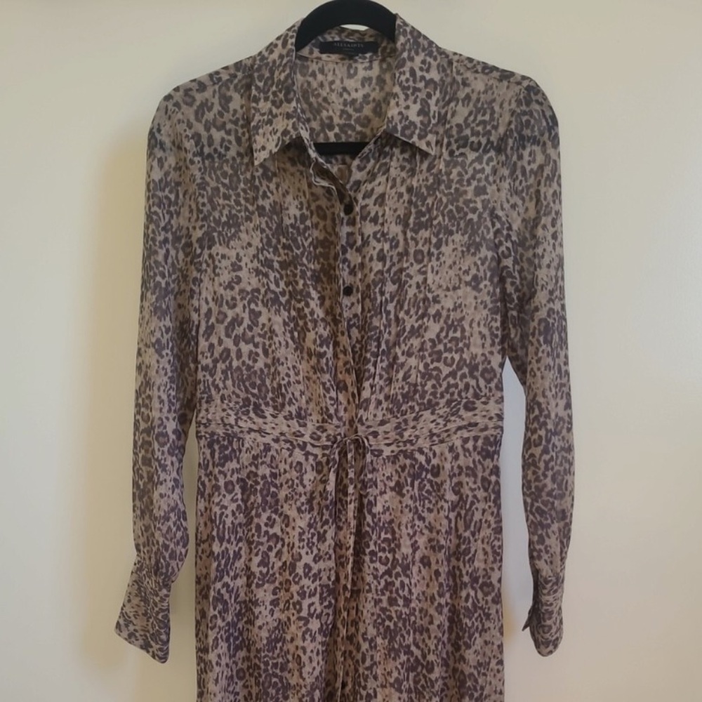 All Saints Animal Print Long Sleeve Dress